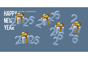 Set of 2026 New Year numbers with, an Object Illustration by Liudmyla Matviiets