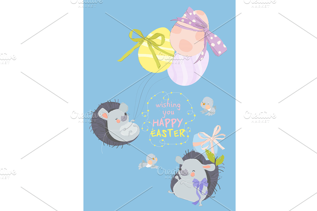 Happy Easter Greeting Card with Cute, an Object Illustration by Maria Starus