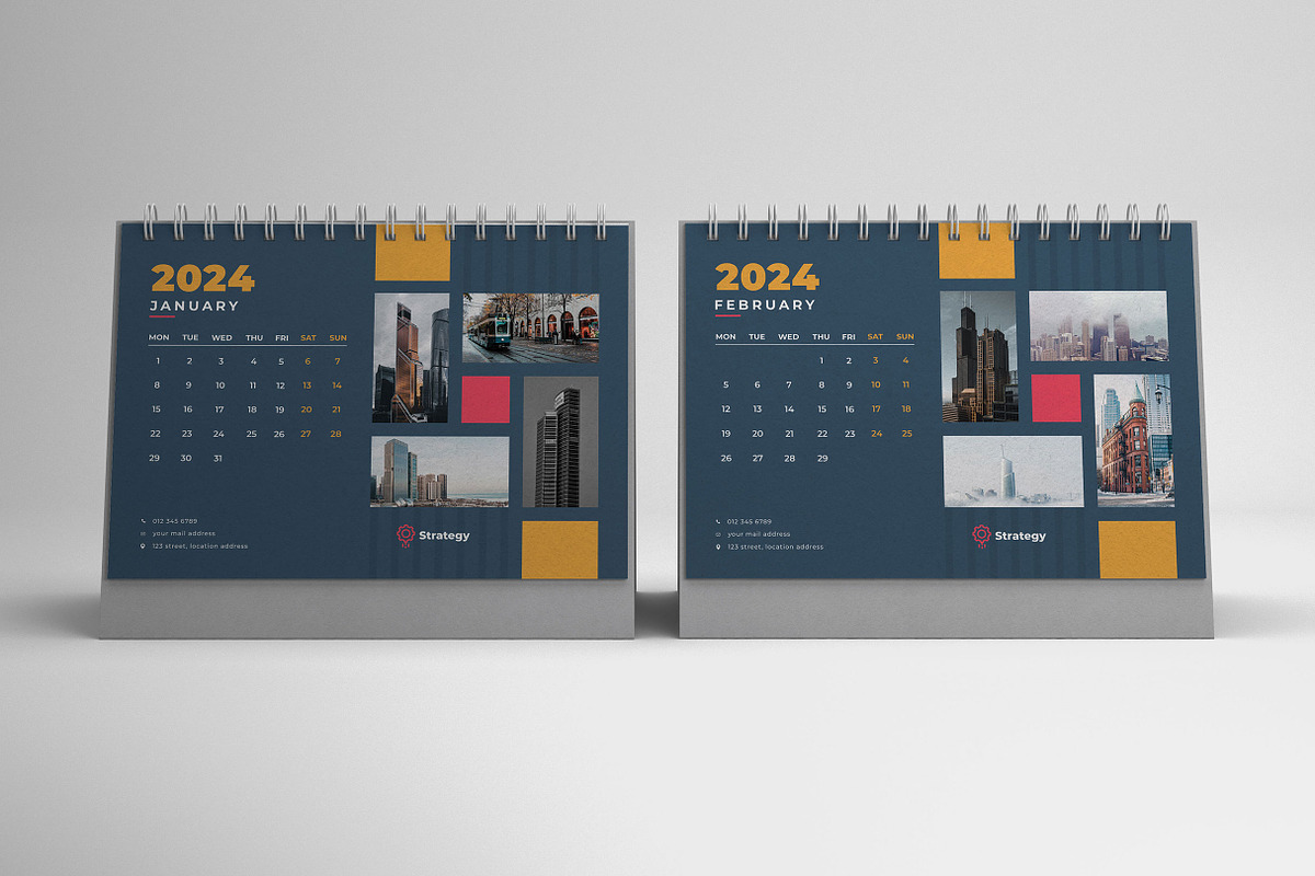 Desk Calendar 2024, a Print Template by Uiparvin (Photo 2 of 2)