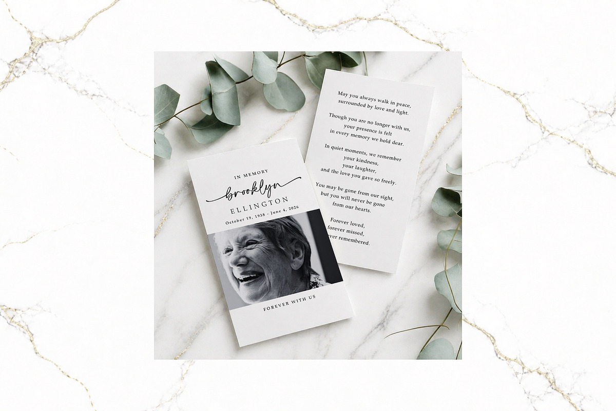 Funeral Prayer Card B&W Canva FR004, a Card Template by TyphoonStudio (Photo 3 of 7)