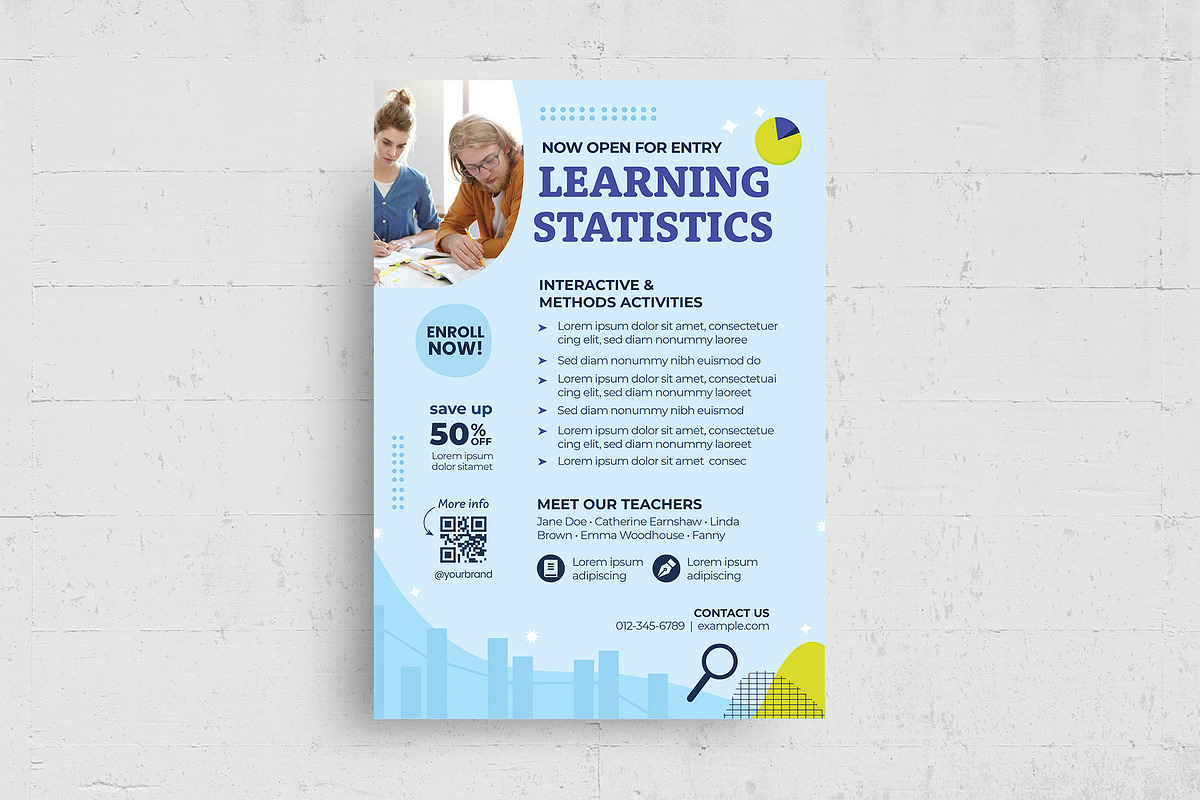 Statistics Education Flyer Template, a Flyer Template by BrandPacks