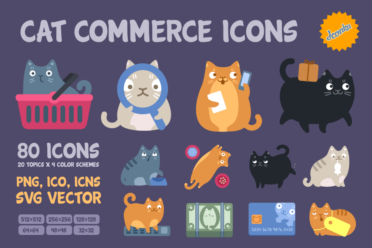 Cat Commerce Icon Pack, an Outline Icon by Iconka (Photo 1 of 2)