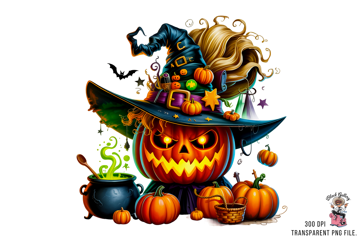 Witch Pumpkin Sublimation PNG Bundle, a Graphic by Clipart Bloom (Photo 11 of 11)