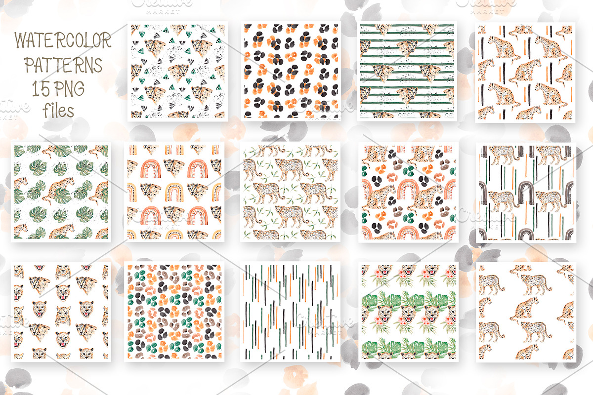 Watercolor Leopard Pattern, a Pattern Graphic by MayaNavits (Photo 2 of 8)