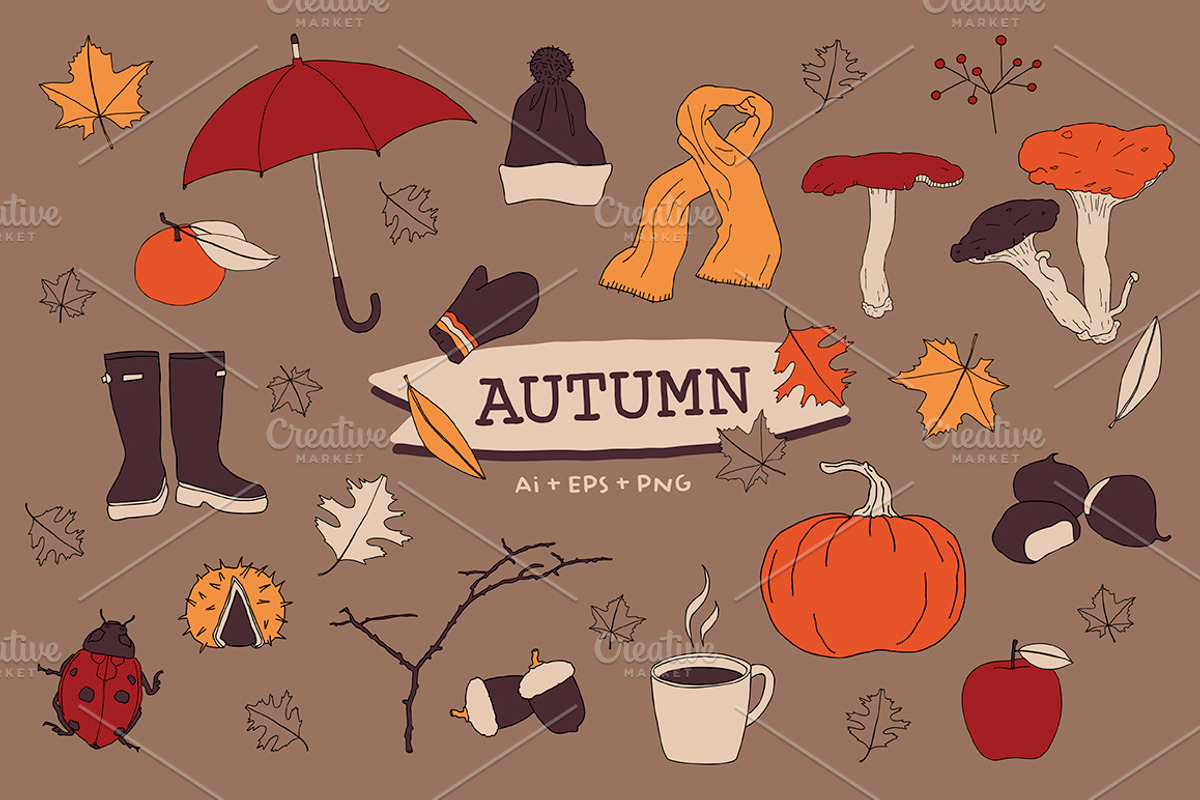 Autumn Clip Art, an Illustration by Pencil Coffee
