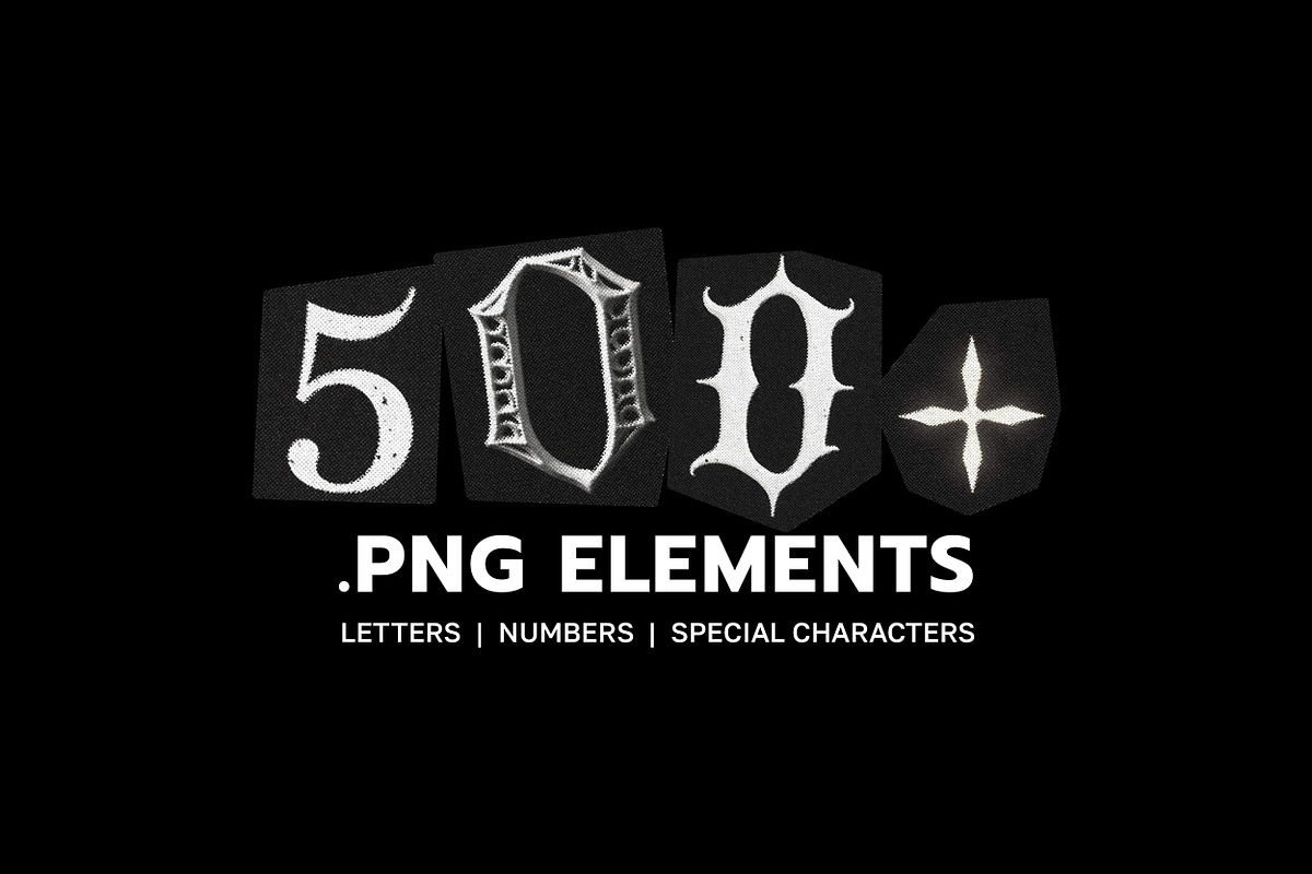 Gothic Letters, 500+ pcs PNG FONT, an Object Graphic by BORT GRAPHIC (Photo 2 of 8)
