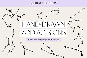 Pencil Drawn Zodiac Sign Icons