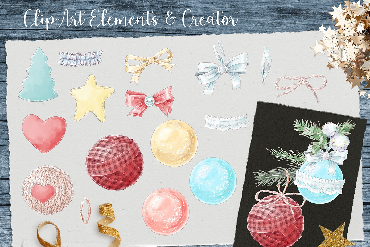 Christmas Watercolor clipart, a Decorative Illustration by Yuliya Art (Photo 9 of 11)