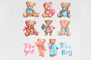 Teddy Bears – Watercolor Clipart set, an Illustration by Marine art (Thumbnail 2 of 4)