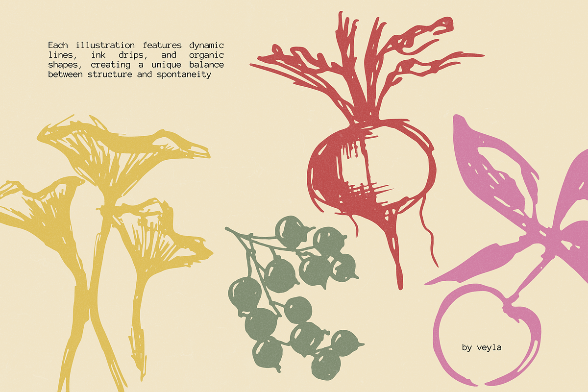 Organic Market 116 Ink Illustrations, a Food Illustration by Veyla (Photo 11 of 15)