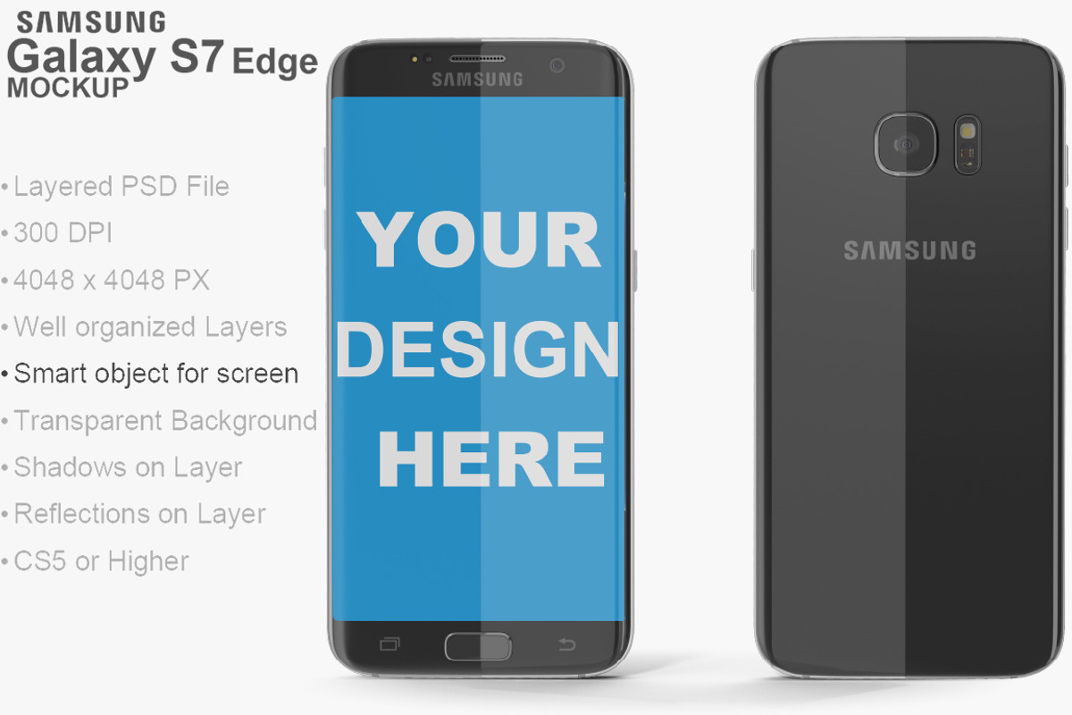 Samsung Galaxy S7 Edge Black Mockup, an Android Mockup by PSD Mockups (Photo 2 of 7)