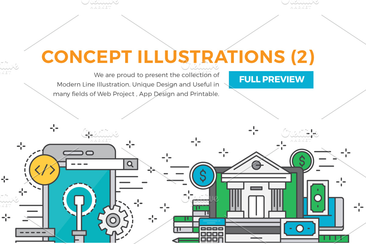 Modern Line Illustrations Collection, a Finance Illustration by Illustrato (Photo 5 of 11)