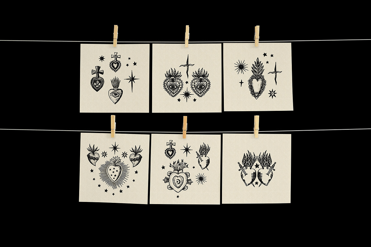 Vintage Sacred Hearts Bundle, an Object Graphic by Annie Konst (Photo 5 of 15)