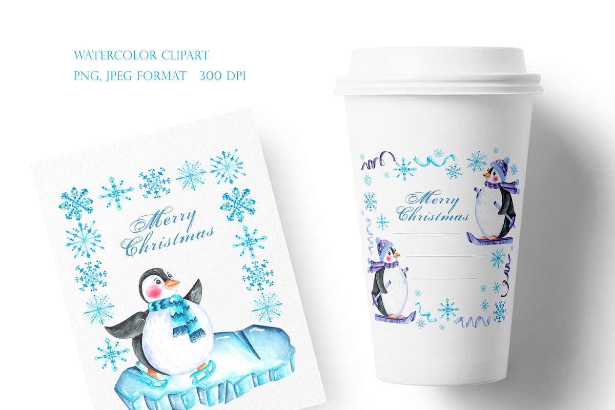 Winter adventures watercolor set., a Seasonal Illustration by SabinaWatercolorArt (Photo 16 of 17)