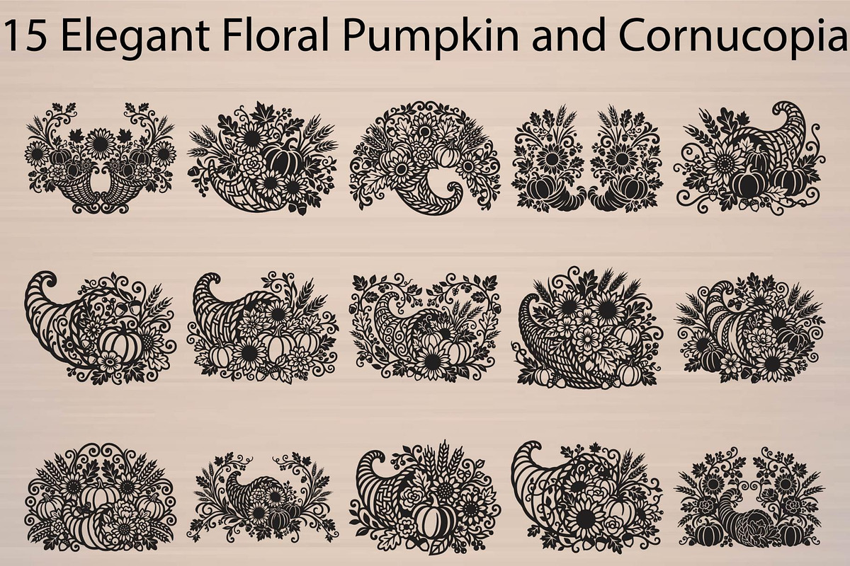 Elegant Floral Pumpkin Cornucopia, an Object Graphic by Gfx_Store (Photo 16 of 16)