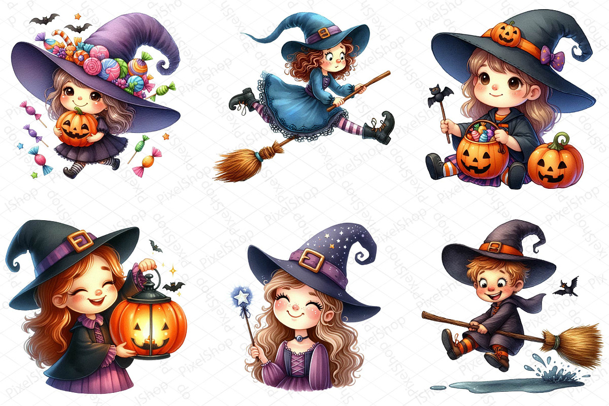 Cute Witch Funny Kids Halloween, an Illustration by DreamPrint404 (Photo 2 of 5)