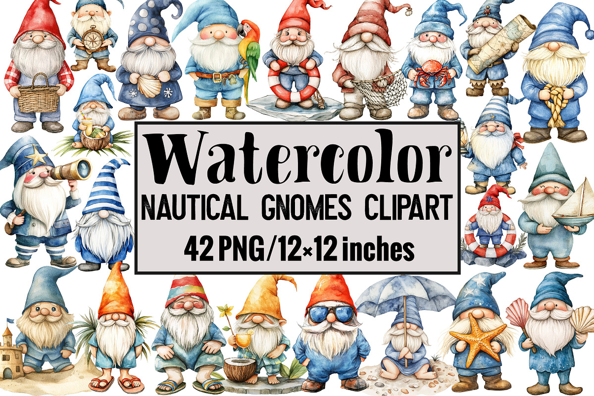 Nautical Gnomes Clipart, an Illustration by Design Market (Photo 1 of 4)