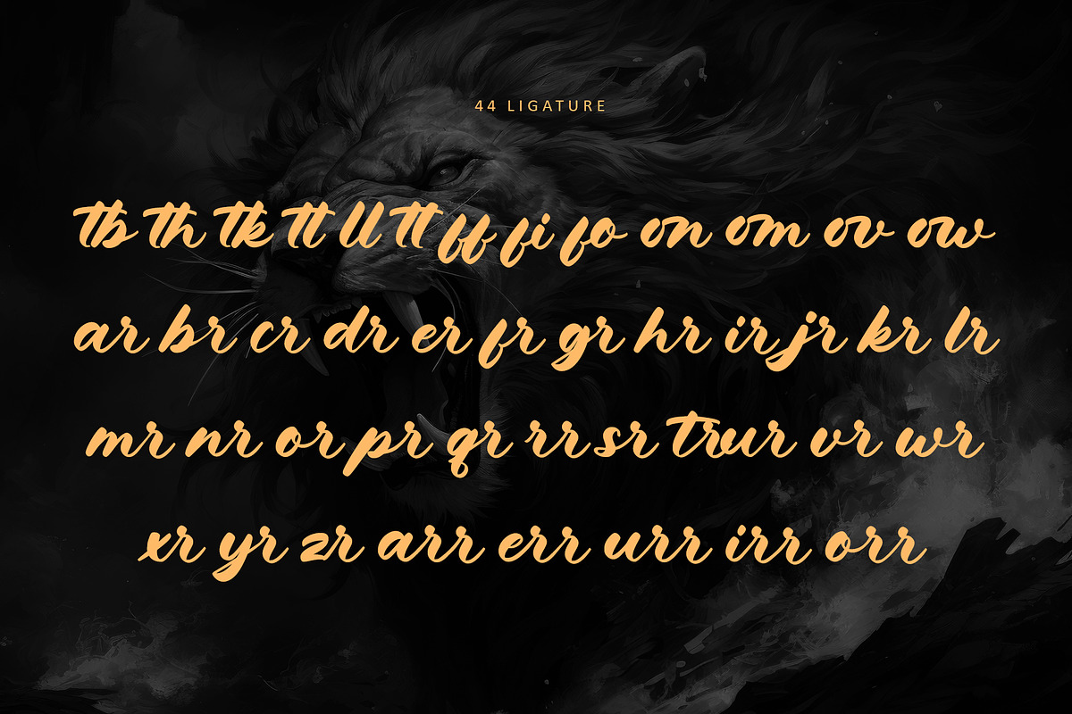 Roaring Majesty, a Script Font by Letterara (Photo 10 of 11)