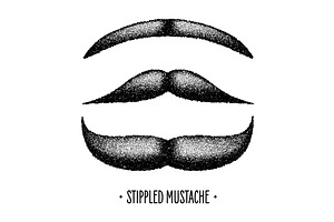 Stippled Vintage Mustache. Curly