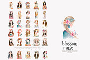 Watercolor boho women clipart set, a Decorative Illustration by Patishop Art (Thumbnail 10 of 11)