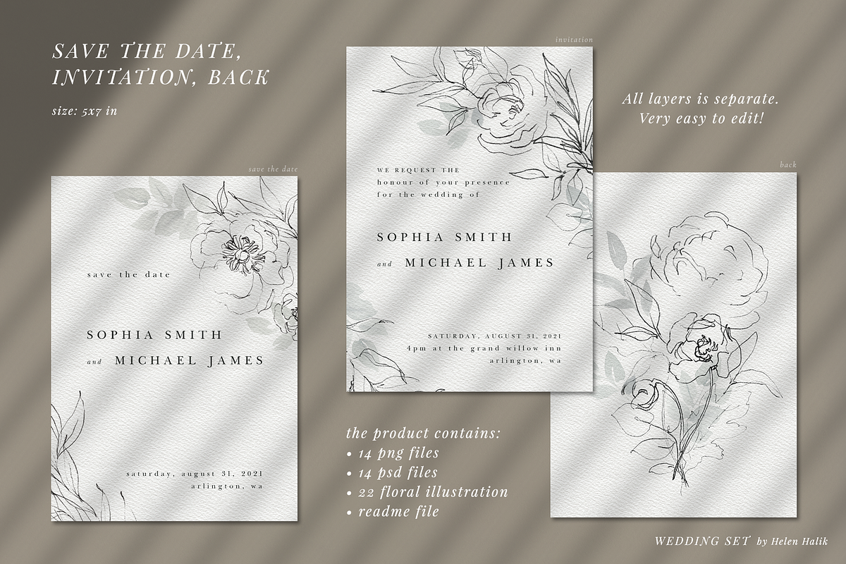 Refinement – wedding set, an Invitation Template by Helen Halik art (Photo 2 of 6)