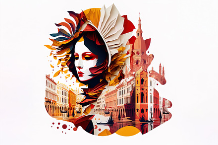 Festive Scene of Venice Carnival