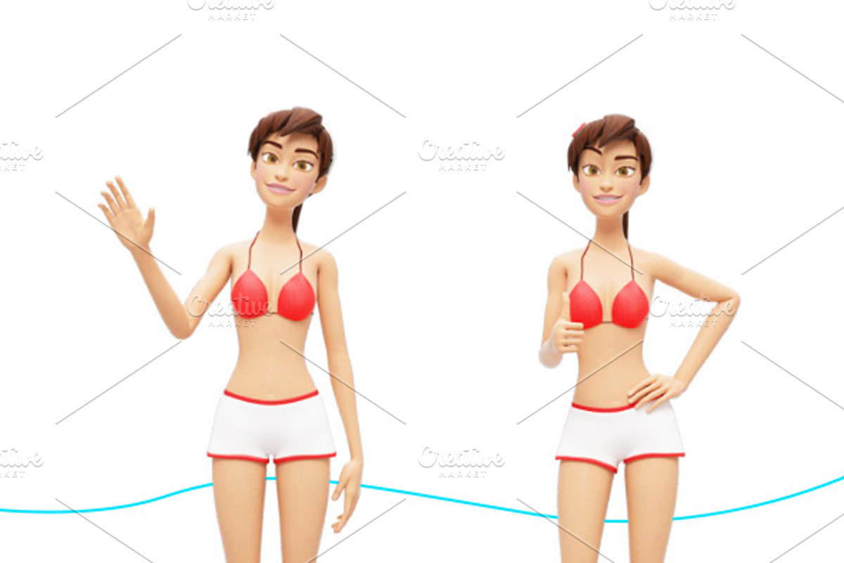 Jenny Swimsuit Character Promo Kit, a Person Illustration by Oleg Ribar (Photo 11 of 27)