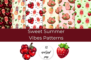 Sweet Summer Vibes Patterns — 12 JPG, a Pattern Graphic by InkyQueenArt