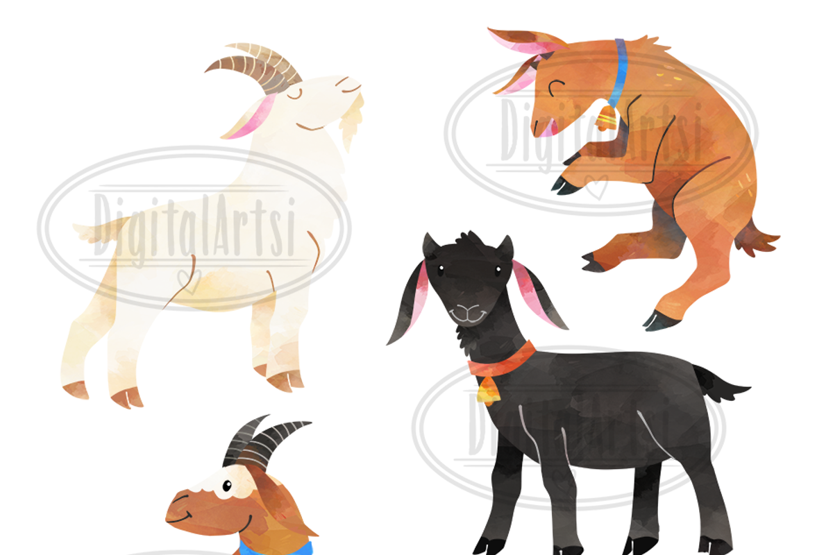 Watercolor Goats Clipart, an Object Graphic by DigitalArtsi (Photo 3 of 4)