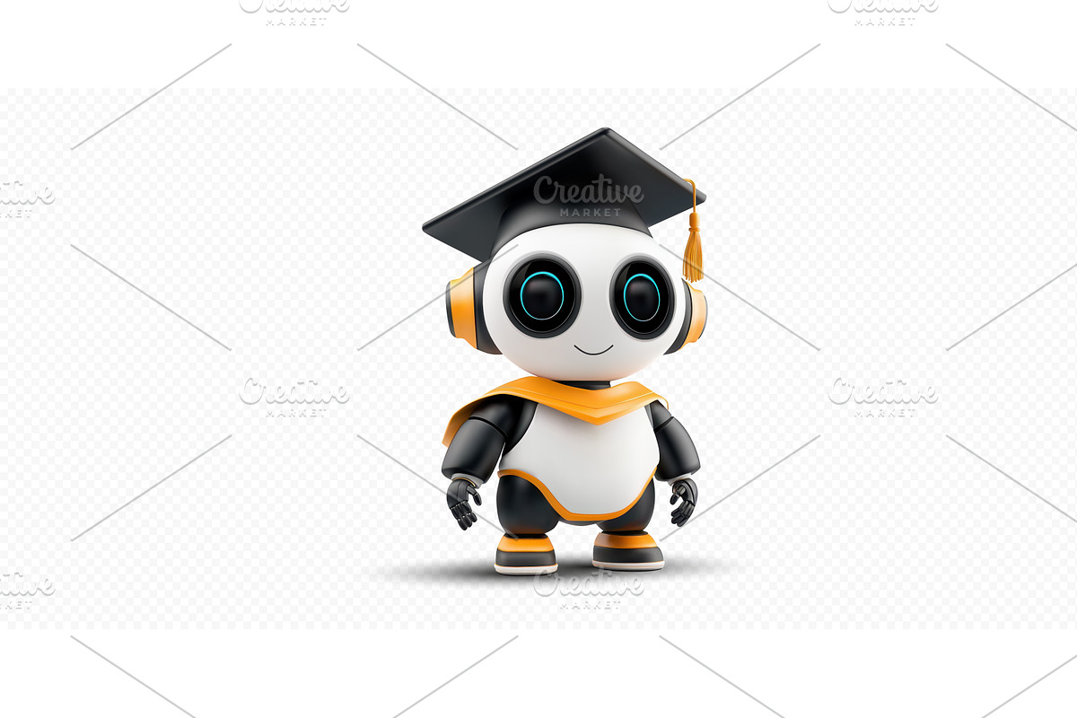 Small robot character dressed in, an Education Illustration by ZinetroN