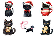 Funny Christmas Black Cat Clipart, an Illustration by DreamArtGraphic (Thumbnail 3 of 5)