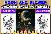 Moon and Flower Coloring Book, an Animal Illustration by Printable Design Store (Thumbnail 1 of 7)