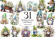 Spring Gnome and Daisy PNG Clipart., a Person Illustration by KennedyStudio (Thumbnail 1 of 5)