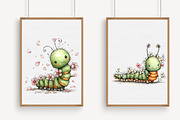 Whimsical Spring Caterpillar Clipart, an Illustration by Libby Wishes (Thumbnail 5 of 8)