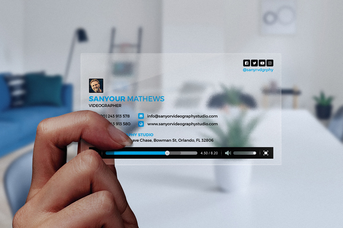 Transparent Video Business Card, a Business Card Template by GraphicsEgg