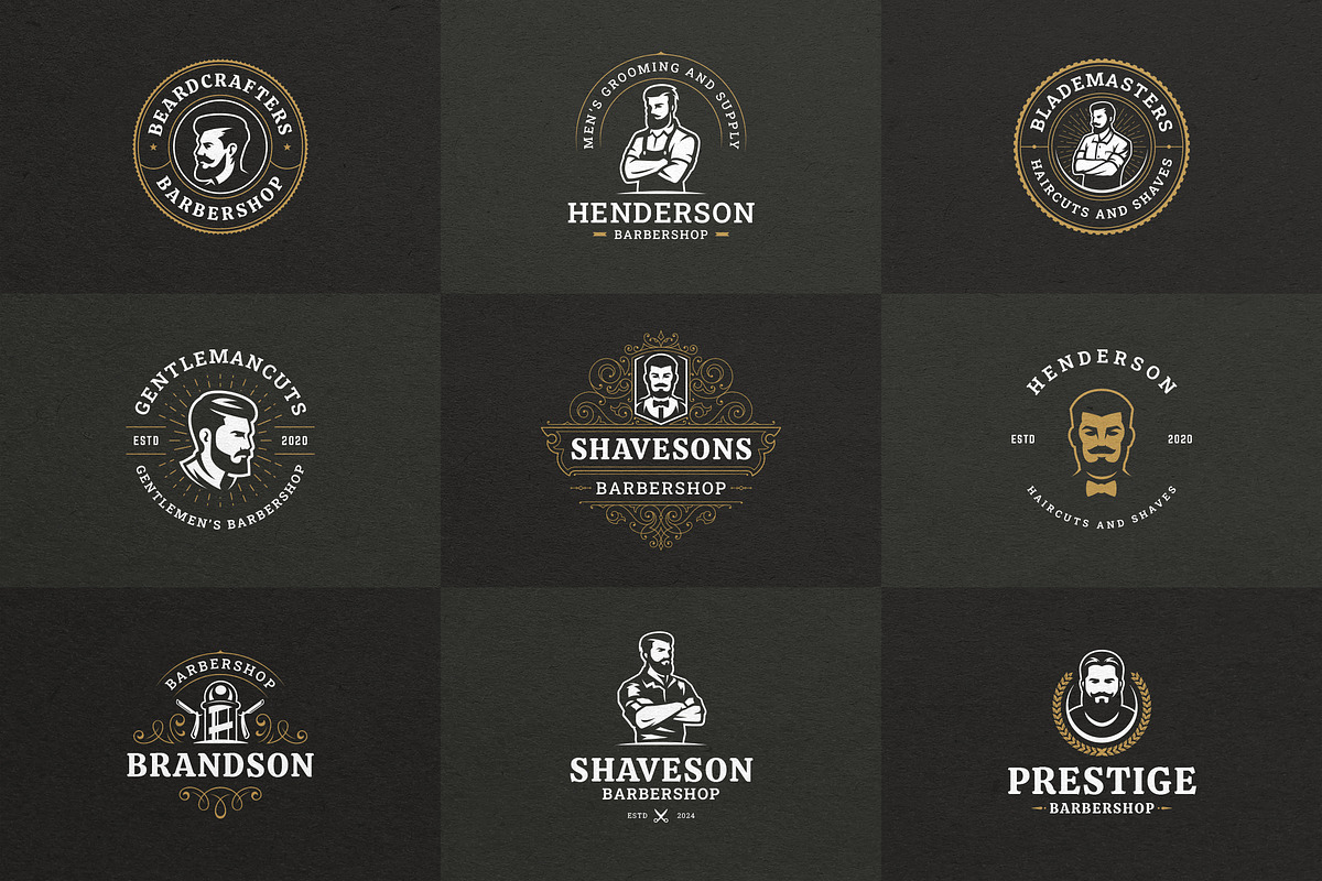 27 Barbershop Logotypes, a Branding & Logo Template by Vasya Kobelev (Photo 7 of 10)