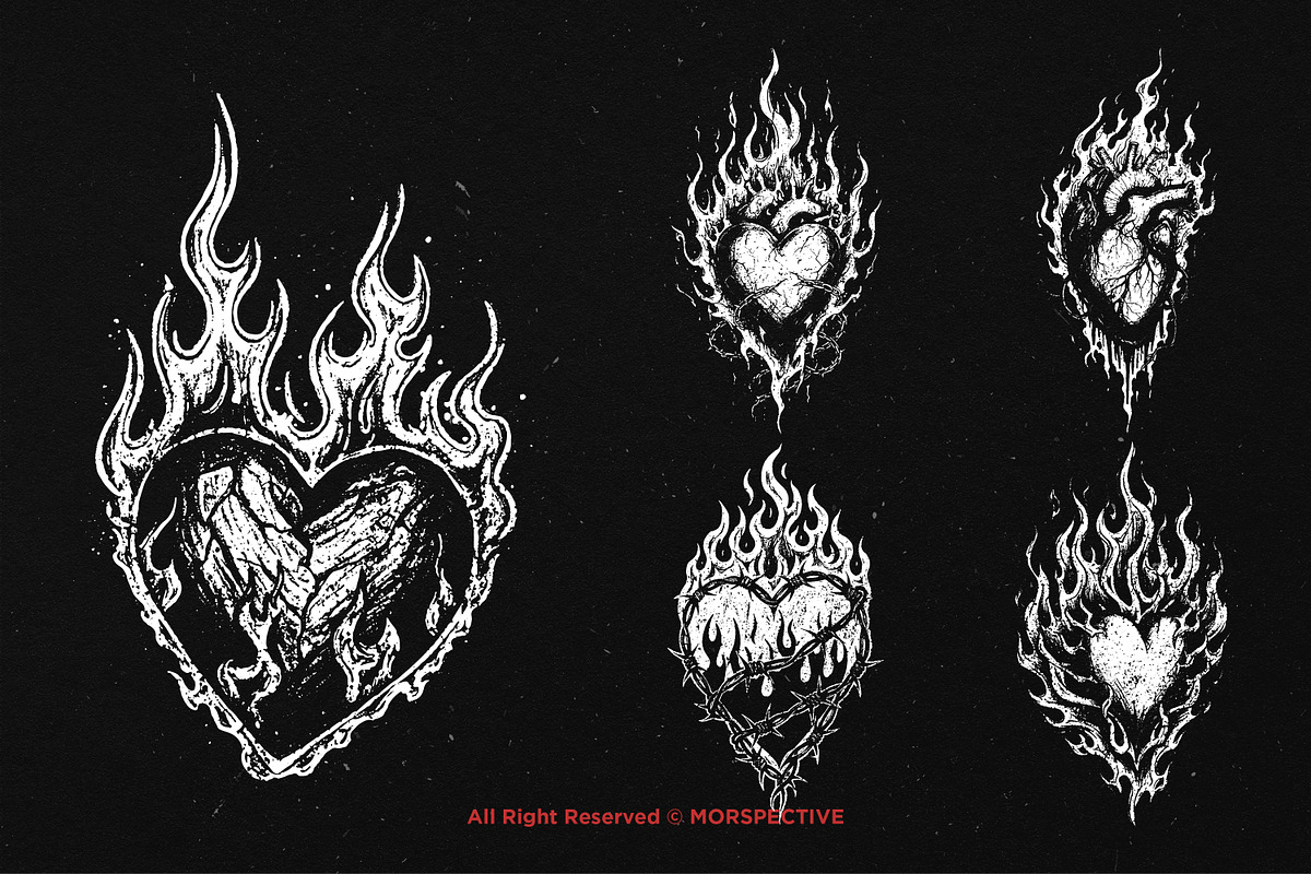 10 Bundle Dark Art Heart Burn Fire, an Illustration by Morspective (Photo 5 of 7)