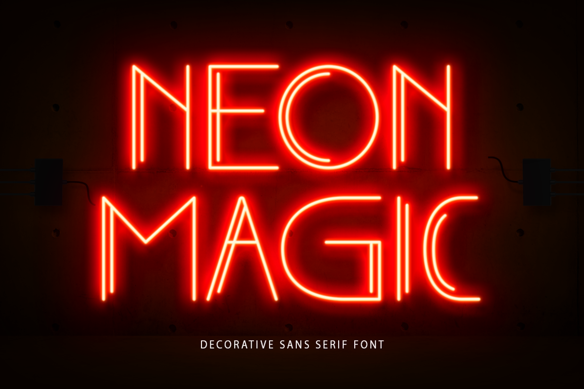 Neon Magic - Retro Sans Serif Font, a Sans Serif Font by Illushvara Design (Photo 1 of 7)