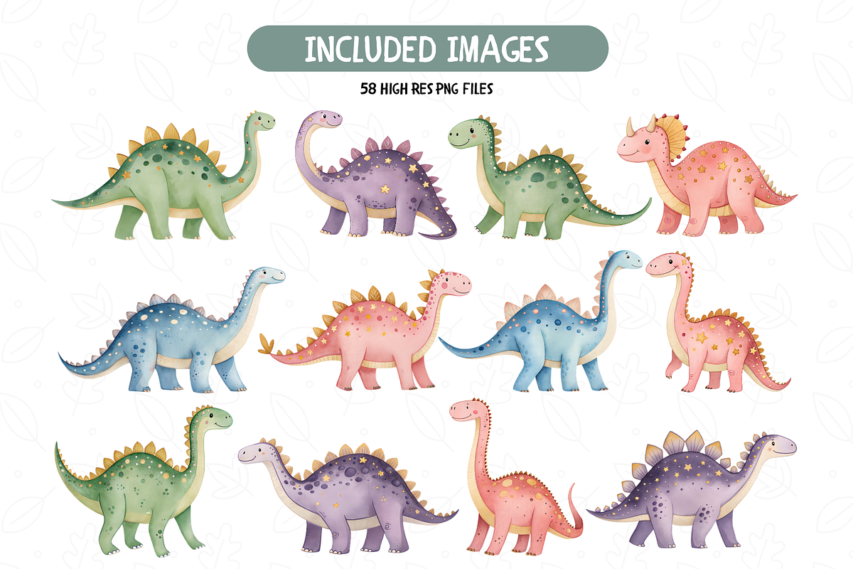 Watercolor Dinosaur Adventure Set, an Illustration by TatiMockup (Photo 3 of 7)
