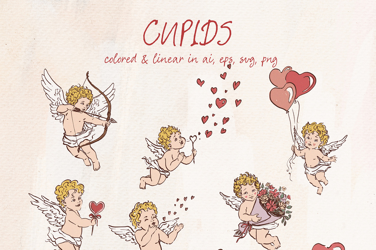 Valentines Day vintage Cupid Love, an Object Graphic by Yuliya Derbisheva (Photo 5 of 17)