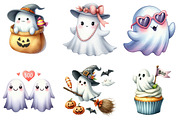 Watercolor Halloween Cute Ghost, an Illustration by DreamArtGraphic (Thumbnail 3 of 5)