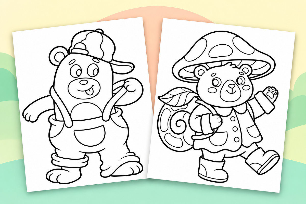 Cute Bear Coloring Pages – Volume 2, an Animal Illustration by Inkivelle Studio (Photo 2 of 3)