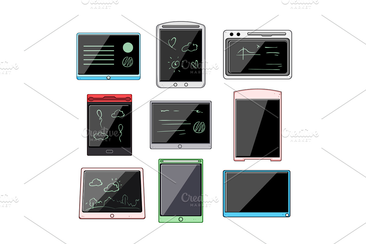 digital handwriting pad set cartoon, an Object Illustration by pikepicture