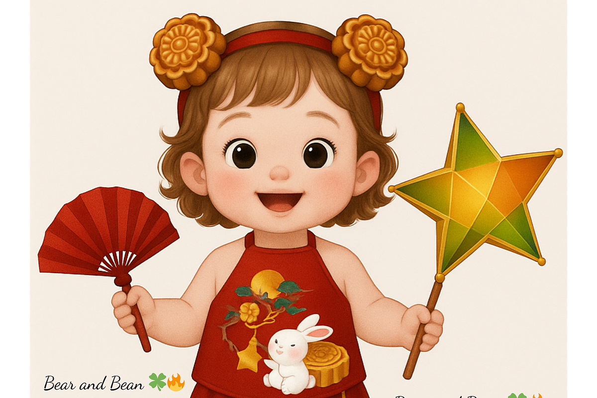 Mid-Autumn Festival Girl Clipart, a Graphic by Bear and Bean Studio (Photo 1 of 5)