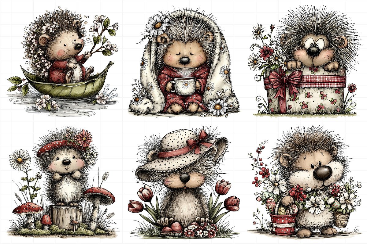 Whimsical Spring Hedgehog Png Clipar, an Illustration by Daily.Designs (Photo 5 of 7)
