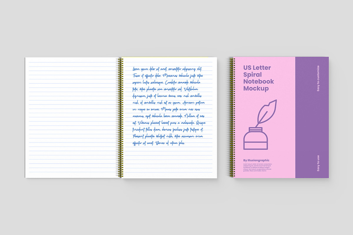 US Letter Spiral Notebook Mockup, a Books & Magazine Mockup by Illusiongraphic (Photo 13 of 32)