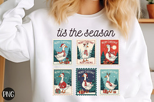 Silly Goose Christmas Stamps Png, an Illustration by Libby Wishes
