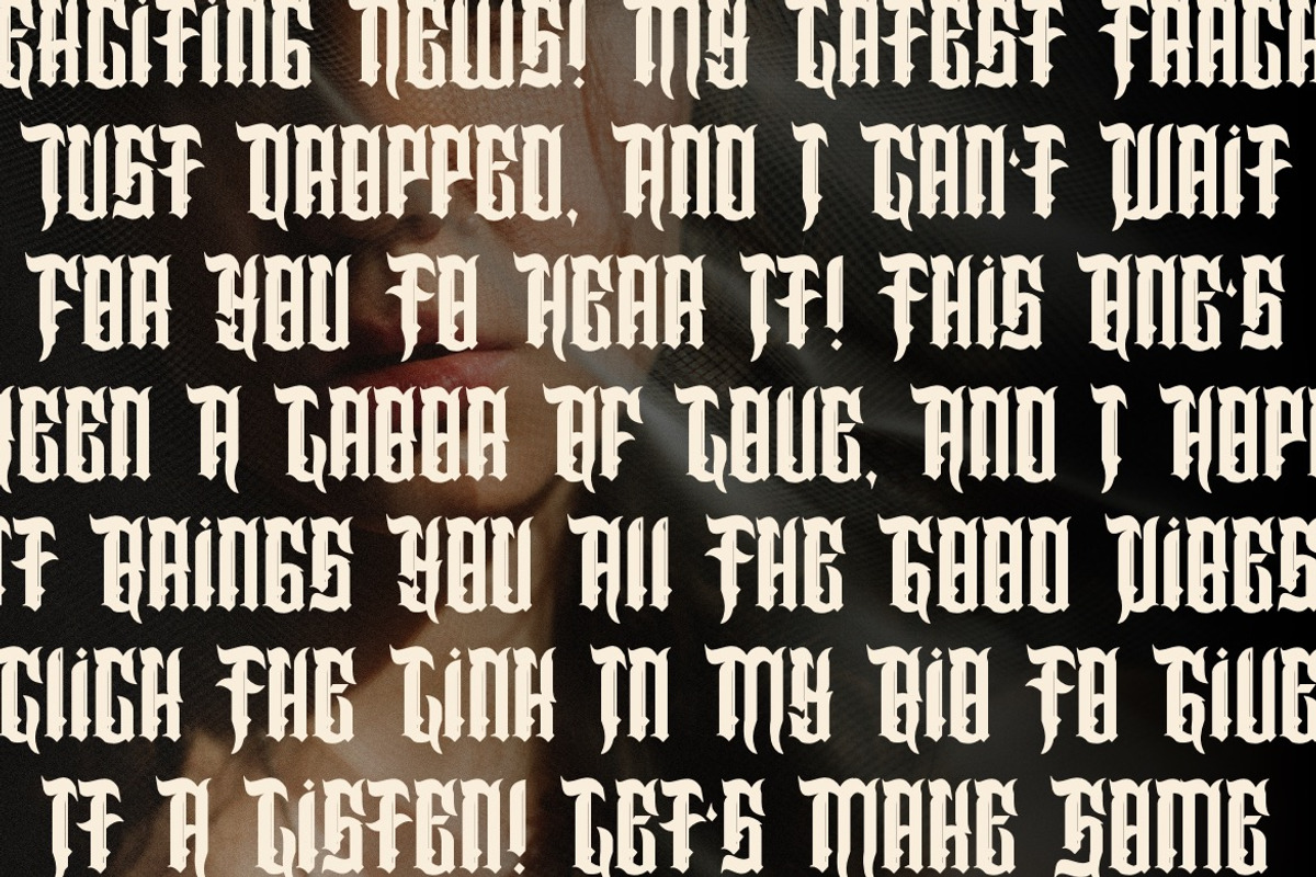 Angelo Thrufh - Modern Blackletter, a Blackletter Font by Dhabee (Photo 8 of 15)
