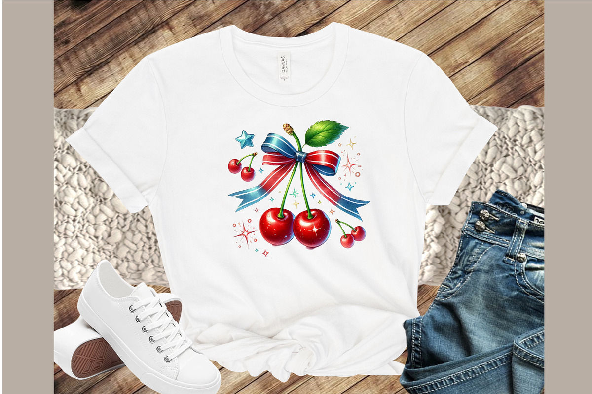 4th of July Cherry Bow Clipart, an Illustration by Sublimation Artist (Photo 4 of 6)