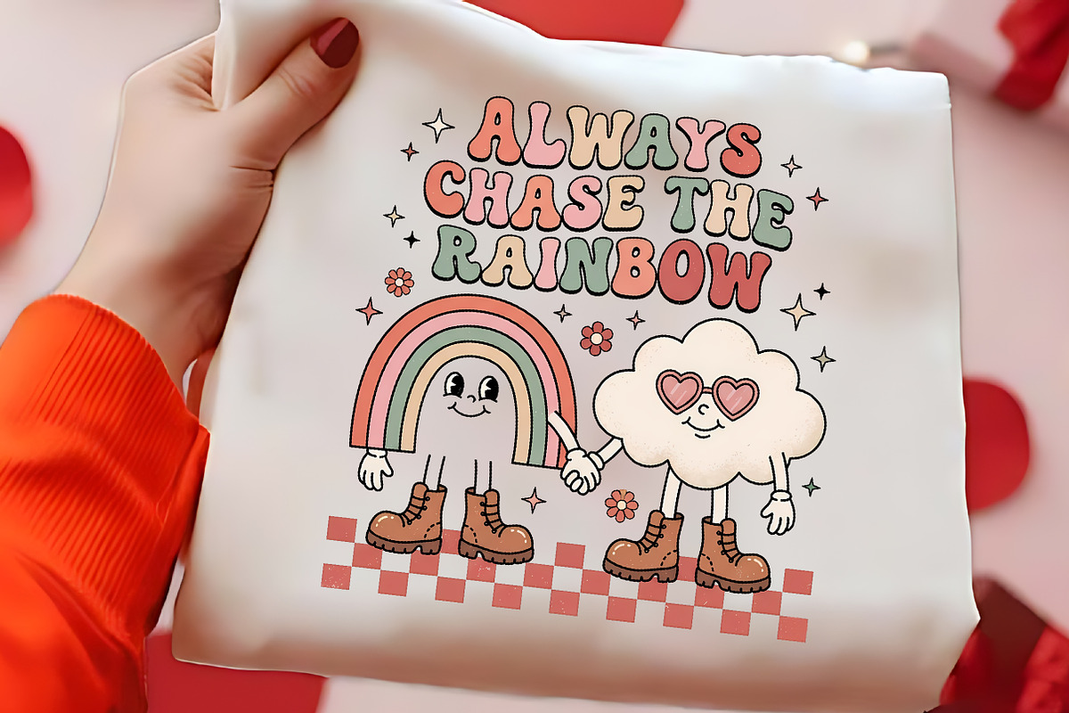 Always Chase The Rainbow Groovy PNG, a Seasonal Illustration by CrexoraLab (Photo 2 of 4)